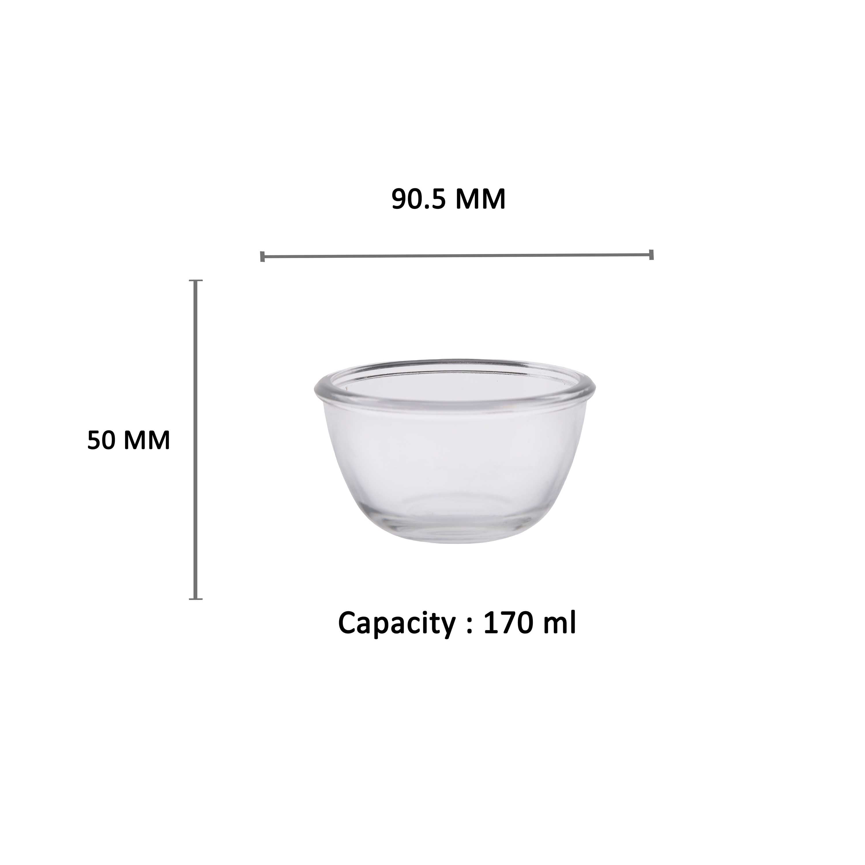 YERA Lumino Glass Bowl B6FL, 170ml, Set of 6 Pack – Dessert & Snack Bowls