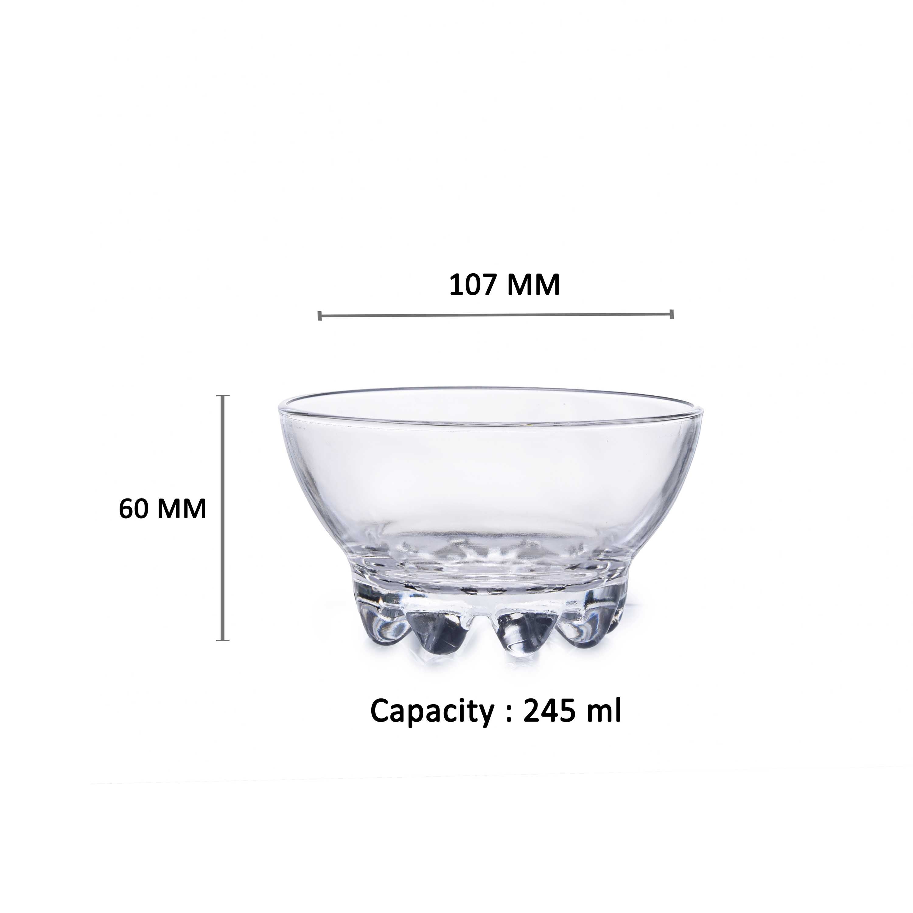 YERA Emerald Glass Bowl B8AD, 245ml, Set of 6 Pack – Premium Serving & Dessert Bowls