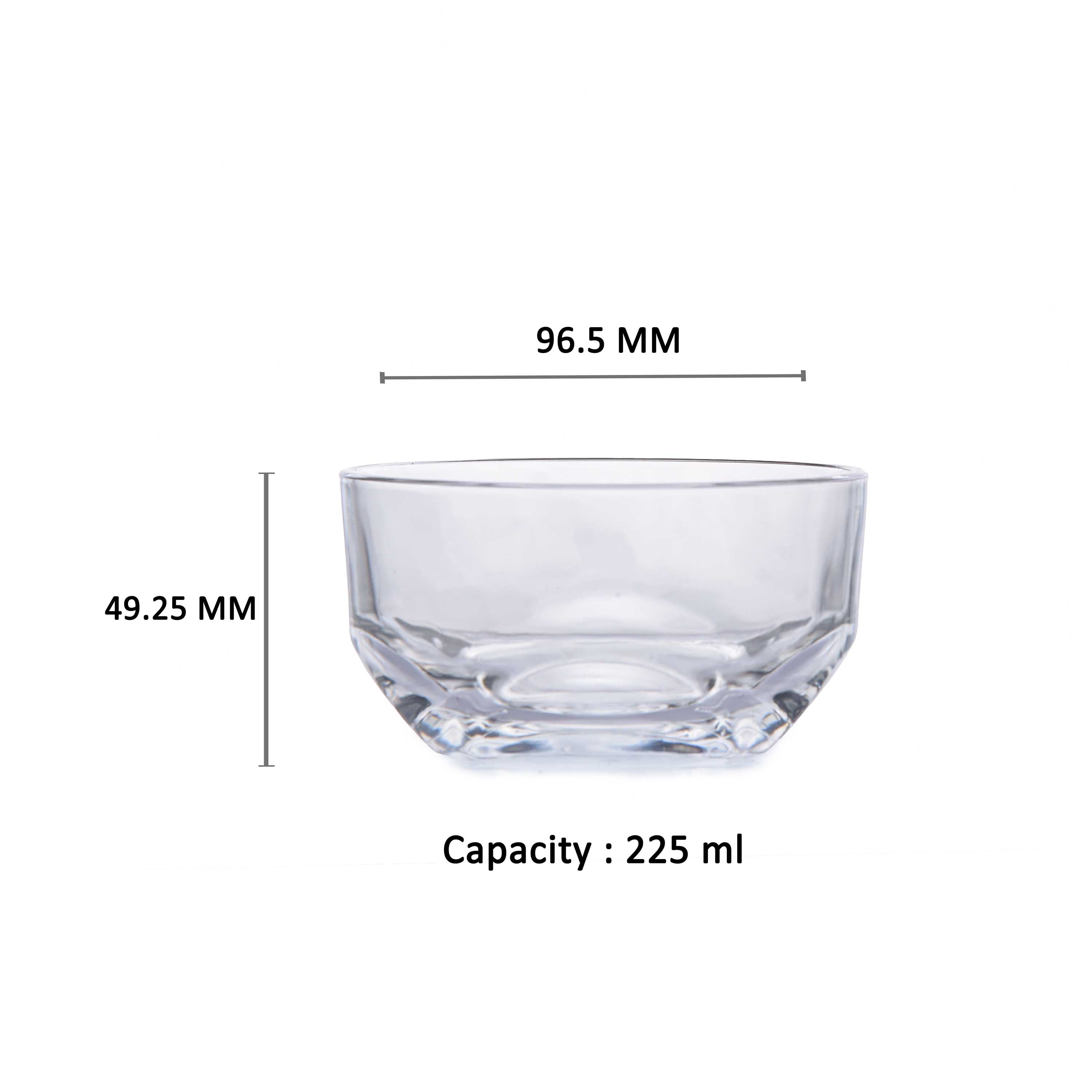 YERA Venezia Glass Bowl B8BT, 225ml, Set of 6 Pack – Elegant Dessert Serving Bowls