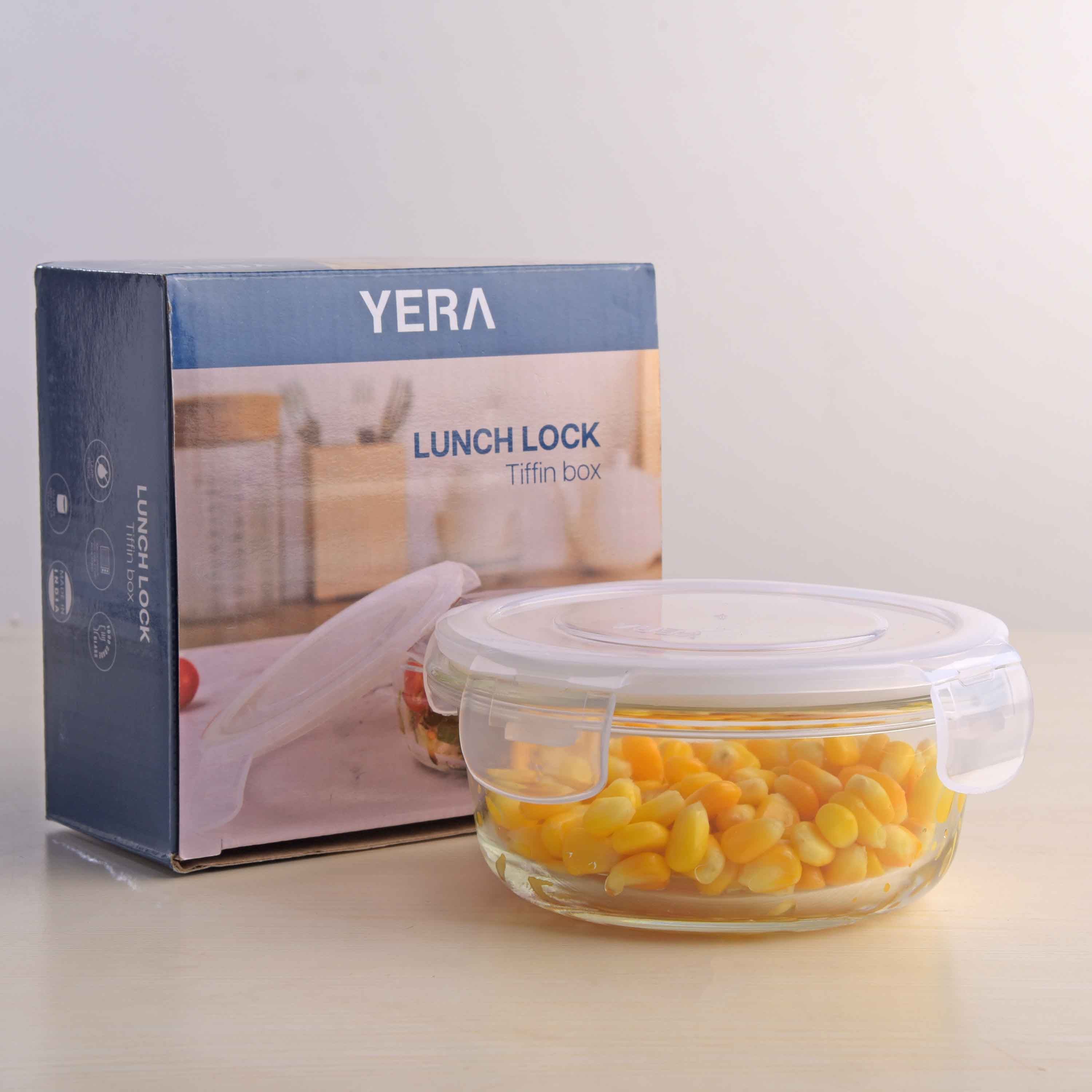 YERA Lunch Lock Glass Bowl BS375, 370ml – Airtight Food & Dessert Storage Bowl
