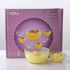 YERA Evelyn Glass Pudding Set (B27FA + B7FA) – Designer Dessert Bowl Set
