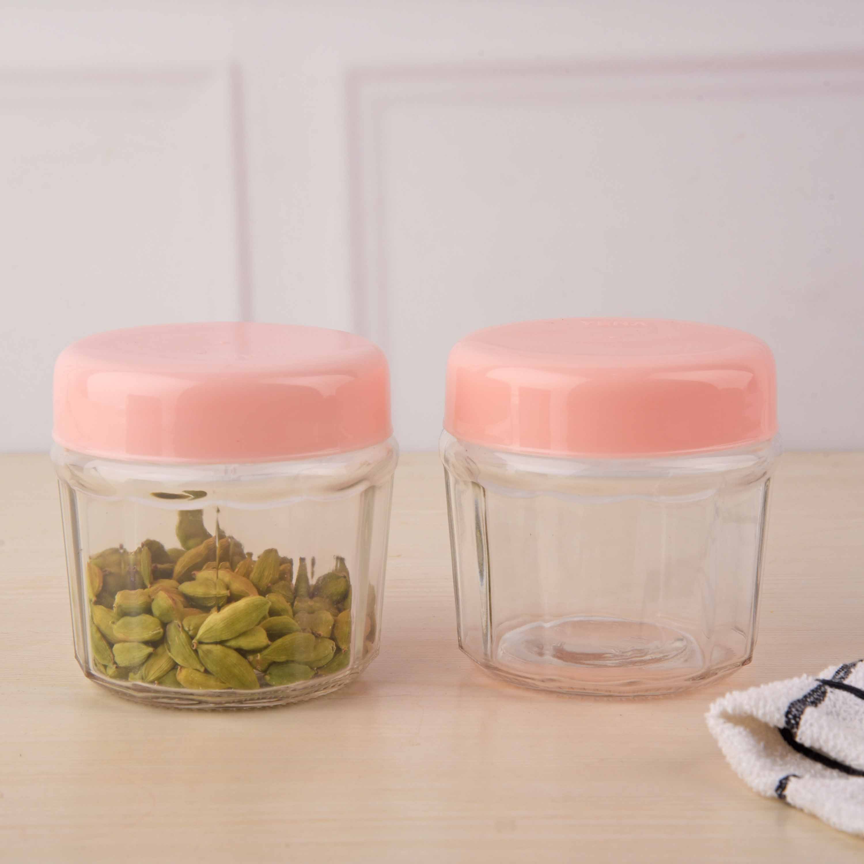 YERA Shell Glass Storage Jar ICF 320-215, 320ml, Set of 2 Pack – Airtight Kitchen Storage Jar