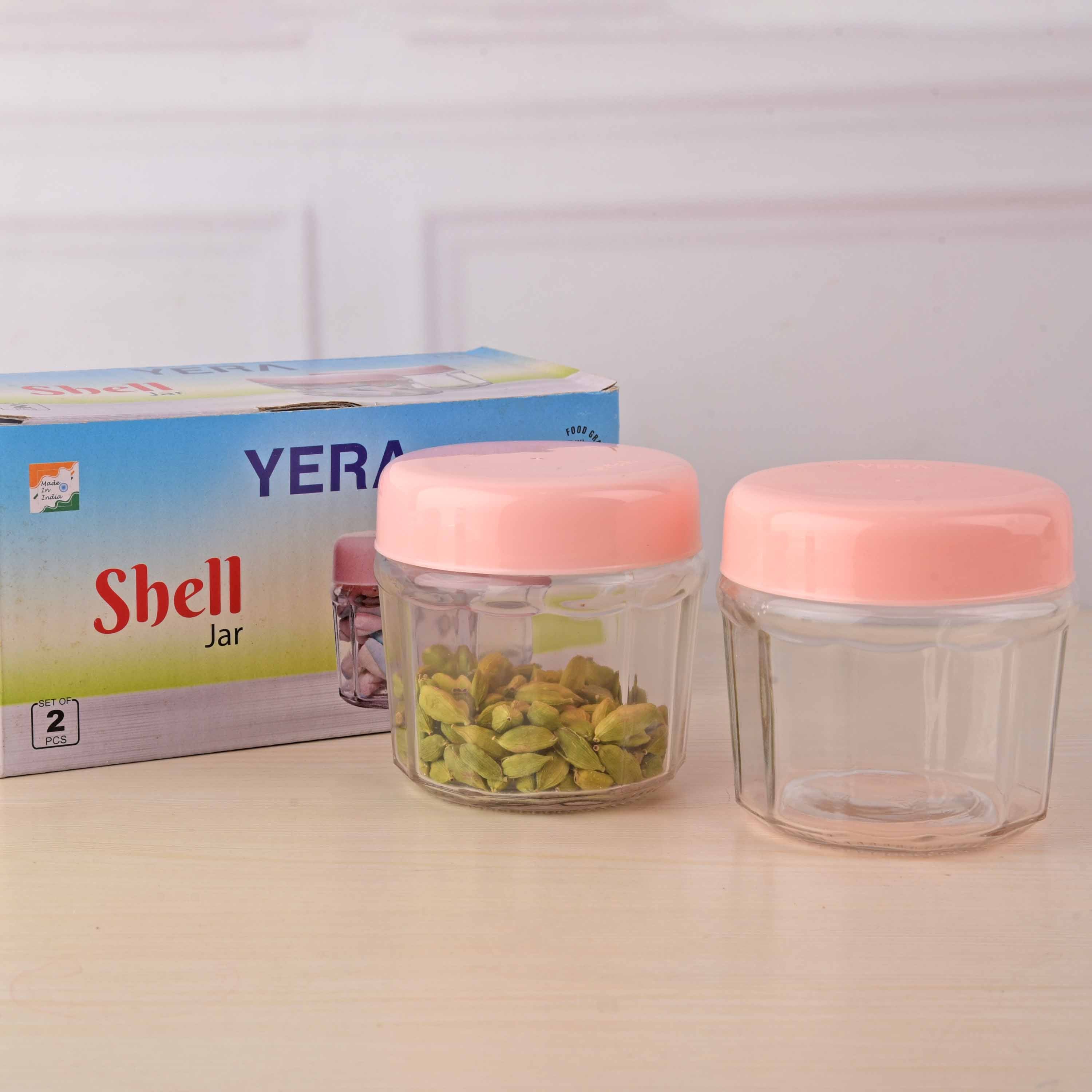YERA Shell Glass Storage Jar ICF 320-215, 320ml, Set of 2 Pack – Airtight Kitchen Storage Jar