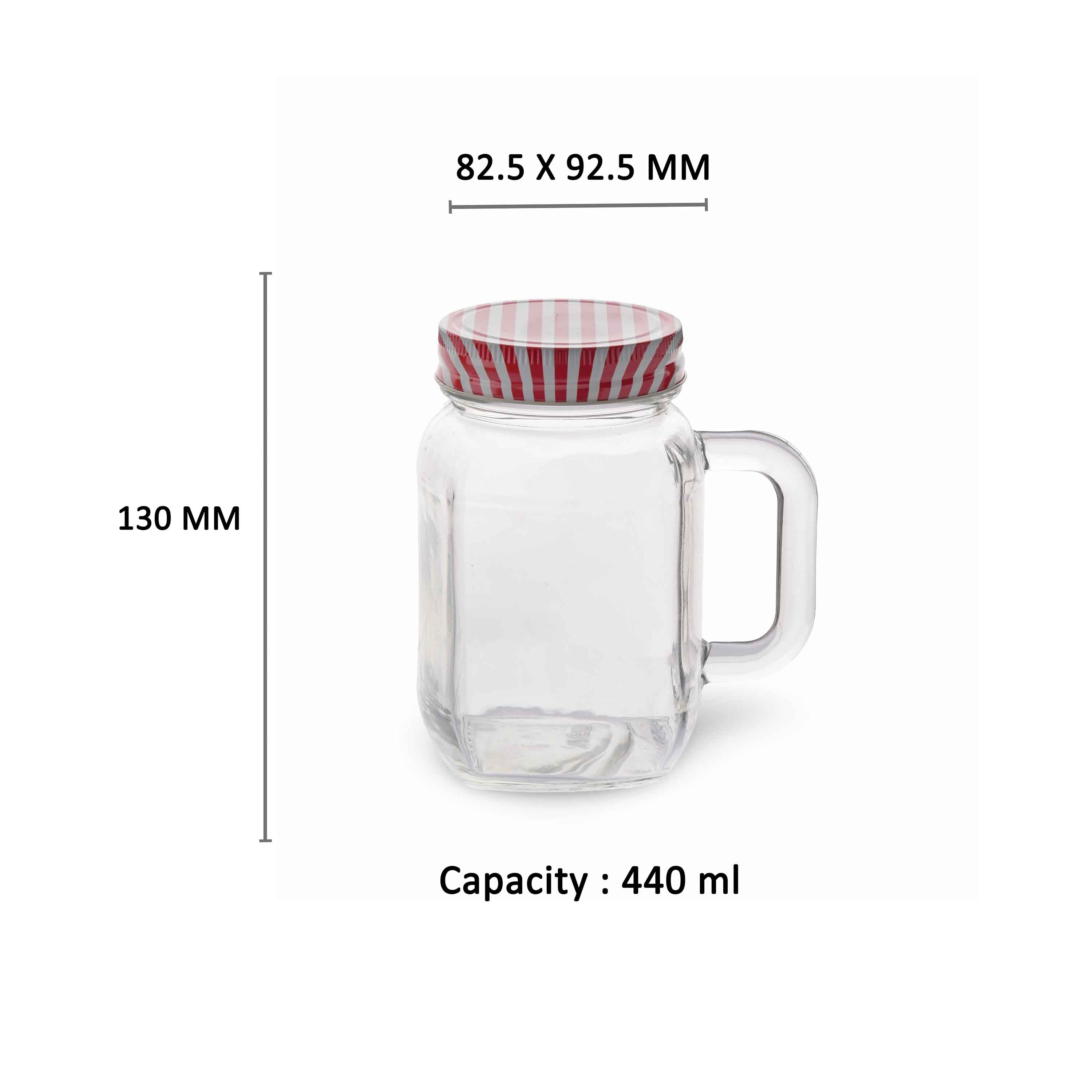 YERA Magnus Red Mason Jar ISS-0495-0380, 440ml, Set of 1 Pack