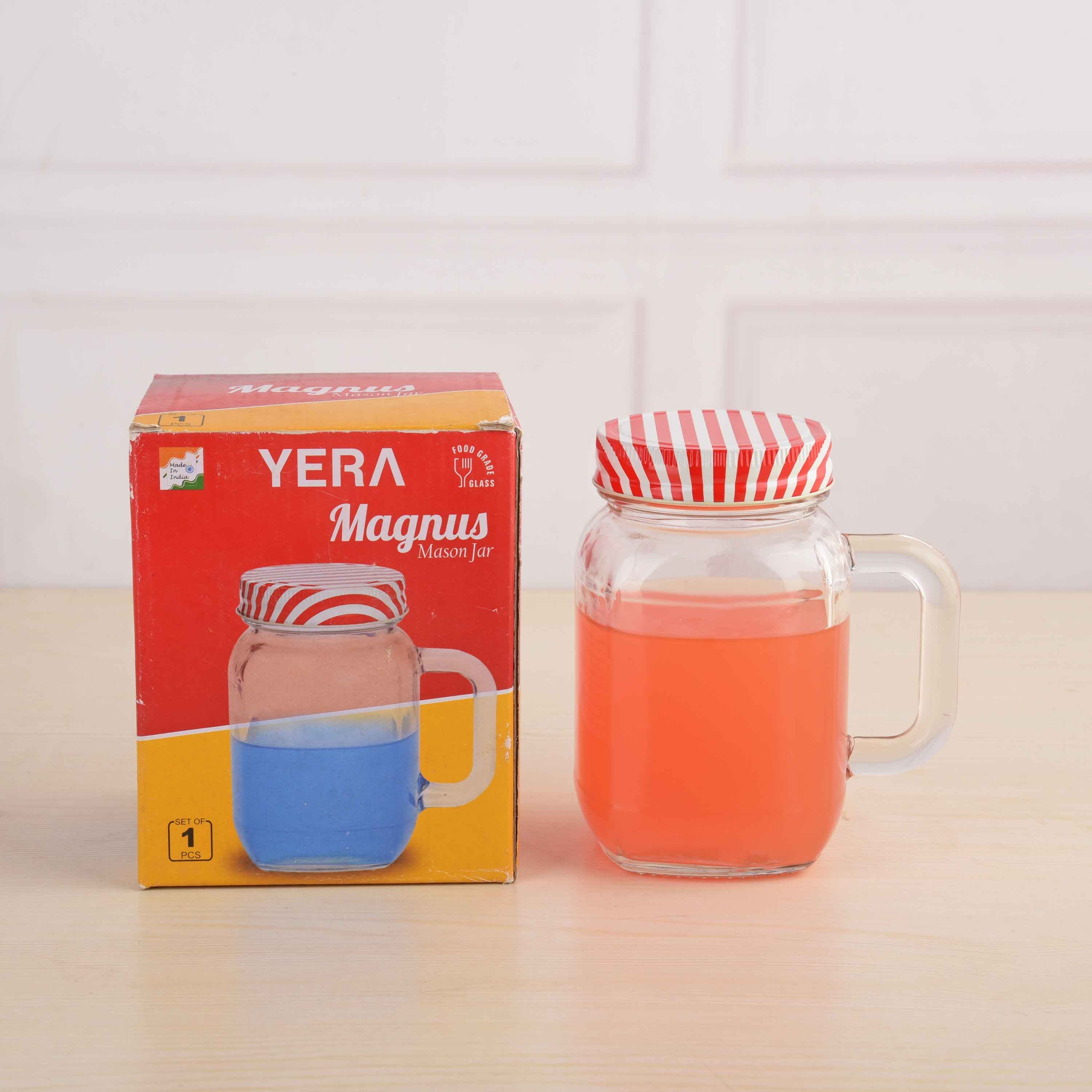 YERA Magnus Red Mason Jar ISS-0495-0380, 440ml, Set of 1 Pack