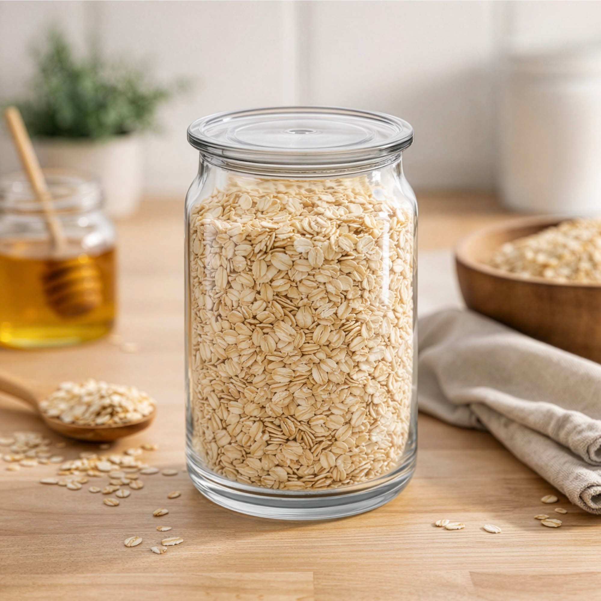 YERA Prima Evita-750 Glass Jar, 700ml, Set of 2 – Glass Storage Jars with Lid