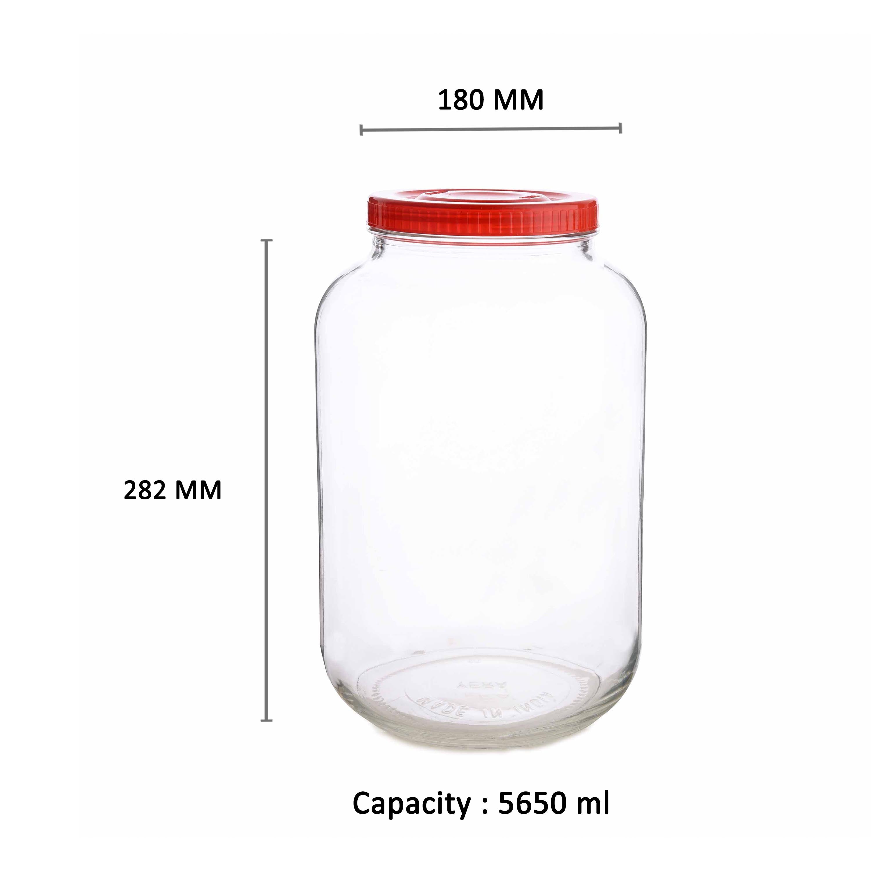 YERA Aahar Glass Storage Jars JR-5, 5650ml, 4 pcs Bulk Pack