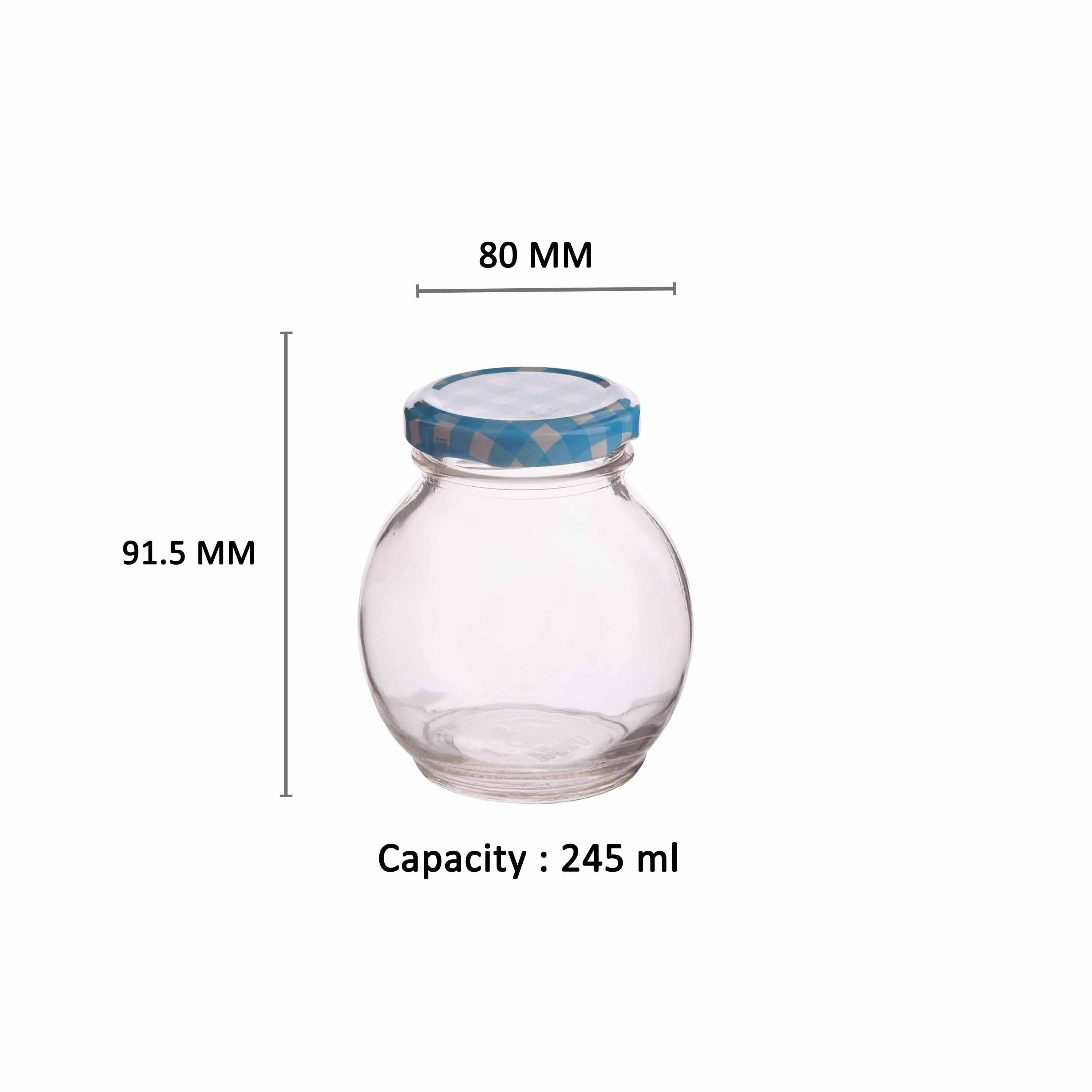 YERA Lucia Glass Jar JR245, 245ml, Set of 4 Pack