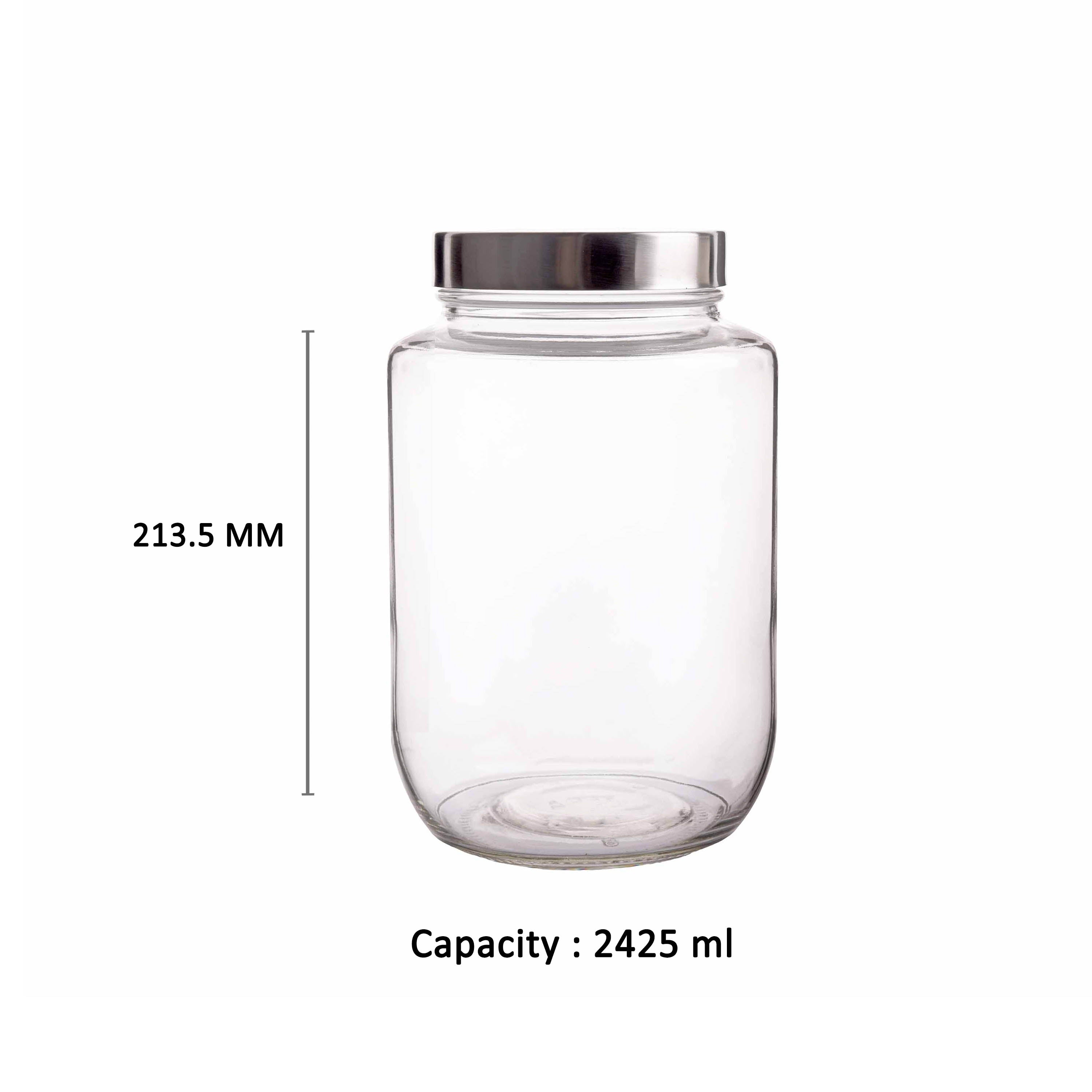 YERA Steelex Glass Jar JR-2ST, 2425ml, Set of 2 Pack