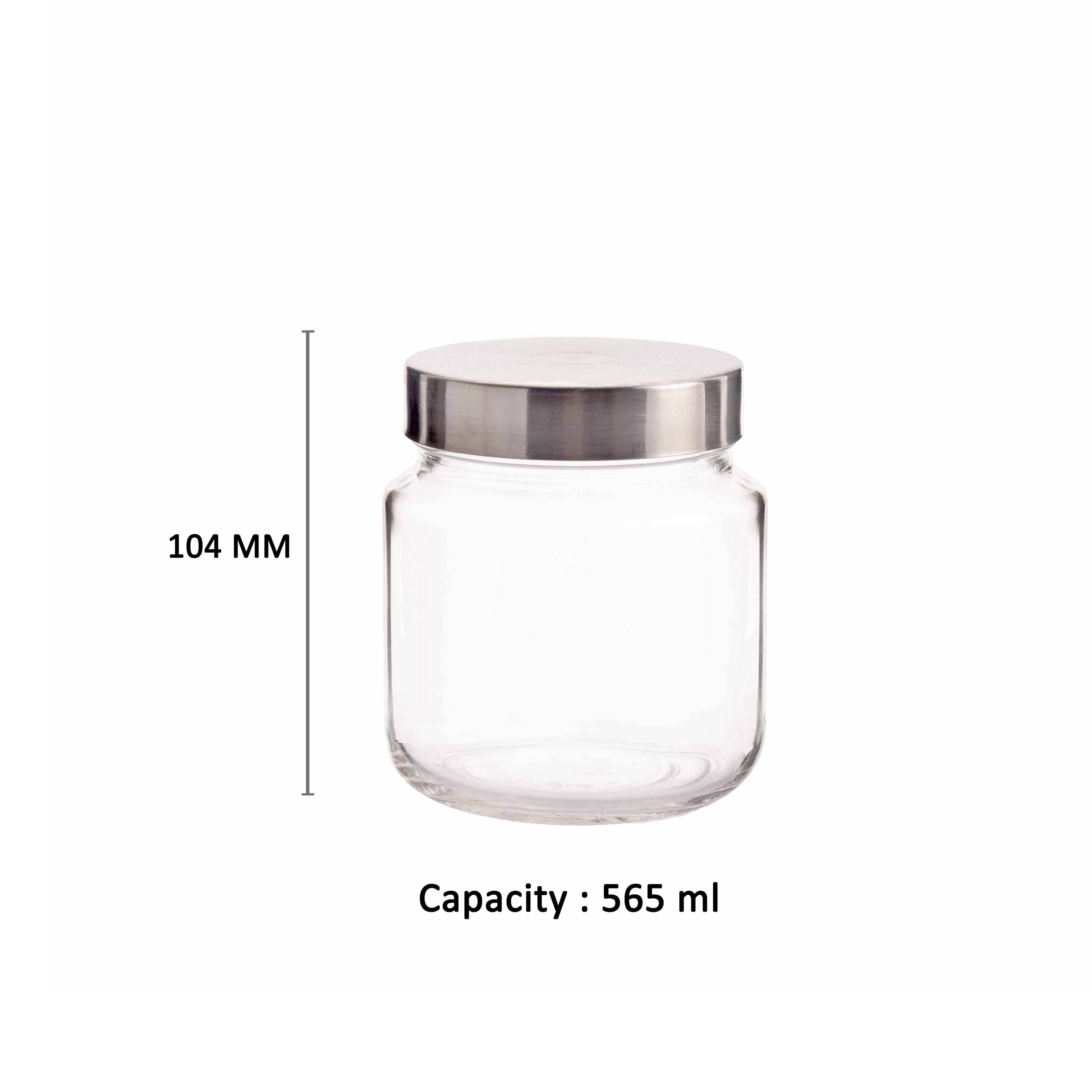 YERA Steelex Glass Jar JR500ST, 565ml, Set of 2 Pack