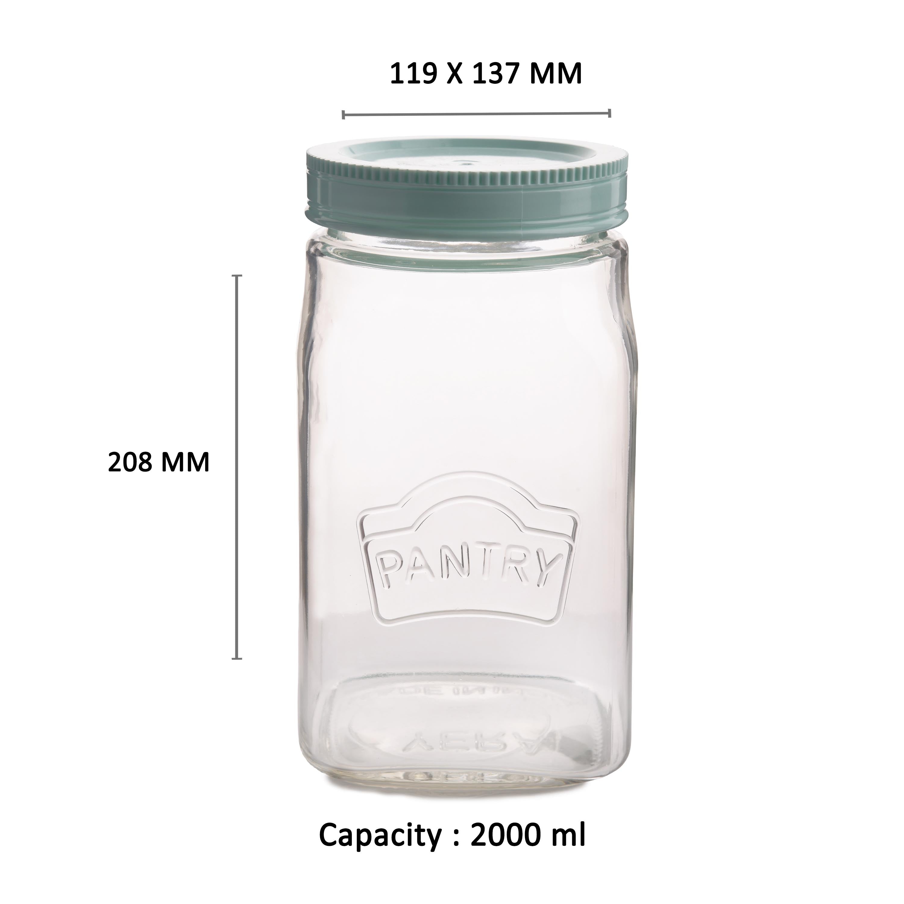 YERA Pantry Glass Storage Jar PJS-2000, 2000ml, 1 Pc Pack – Airtight
