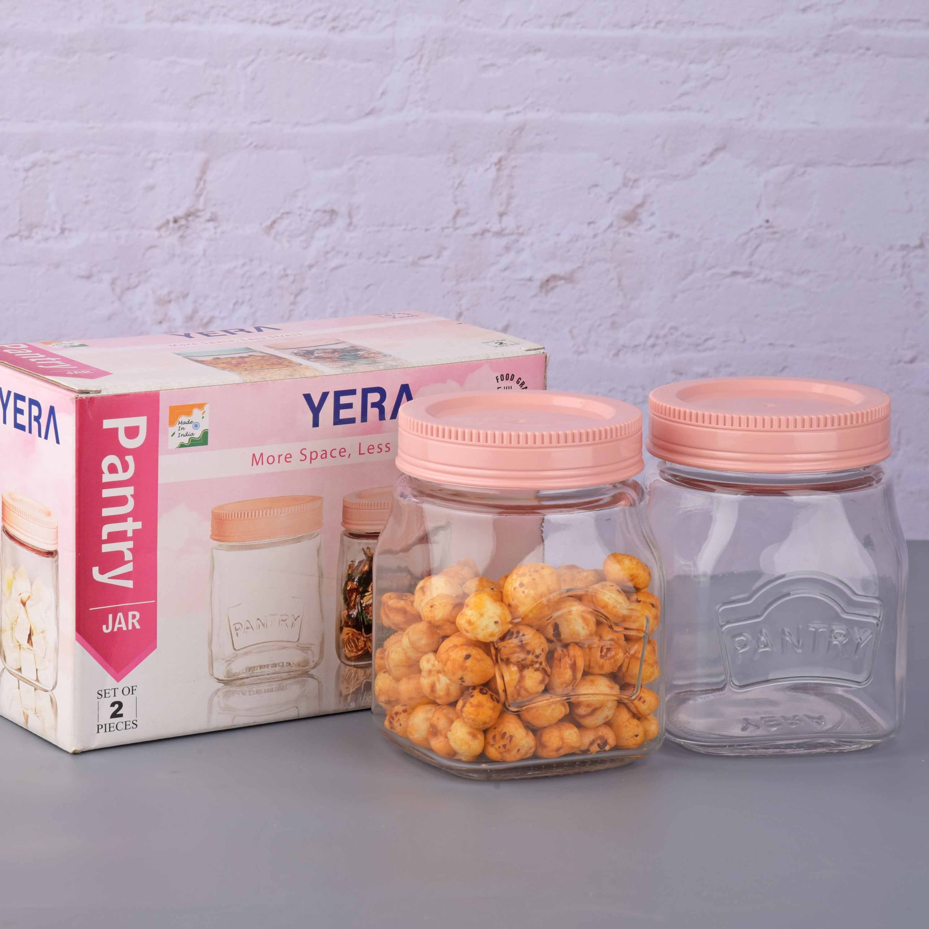 YERA Pantry Glass Storage Jar PJS-550, 300ml, Set of 2 Pack – Airtight Glass Kitchen Storage Jar