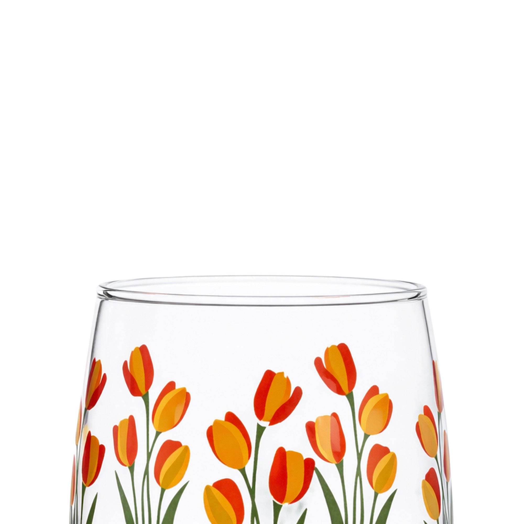 YERA Prima Vexa Floral Juice Glass, 210ml, Set of 6 – Printed Glass Juice Set