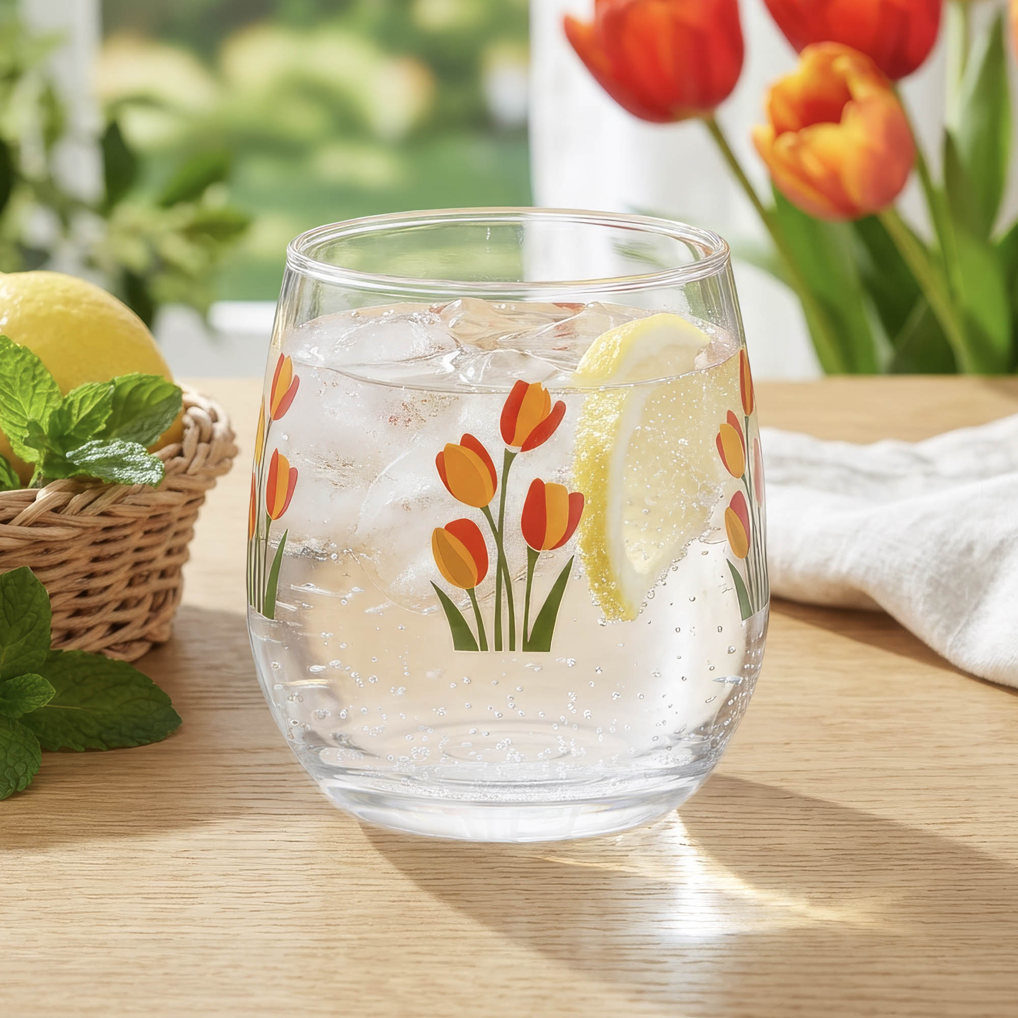 YERA Prima Vexa Floral Juice Glass, 210ml, Set of 6 – Printed Glass Juice Set