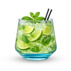 YERA Prima Morocco Blue Bar Glass, 300ml, Set of 6 – Colored Bar Drinking Glasses