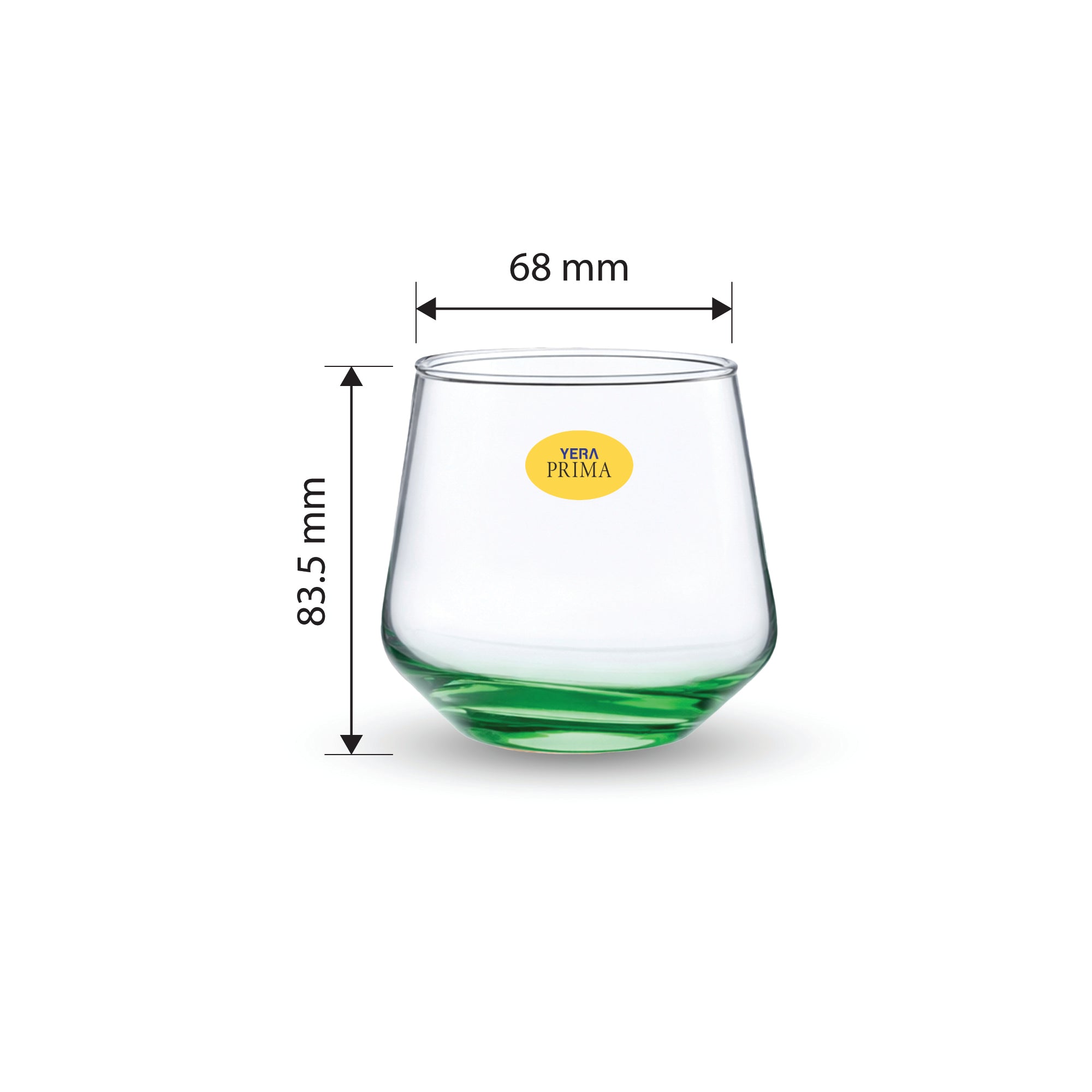 YERA Prima Morocco Green Bar Glass, 300ml, Set of 6 – Premium Color Glassware