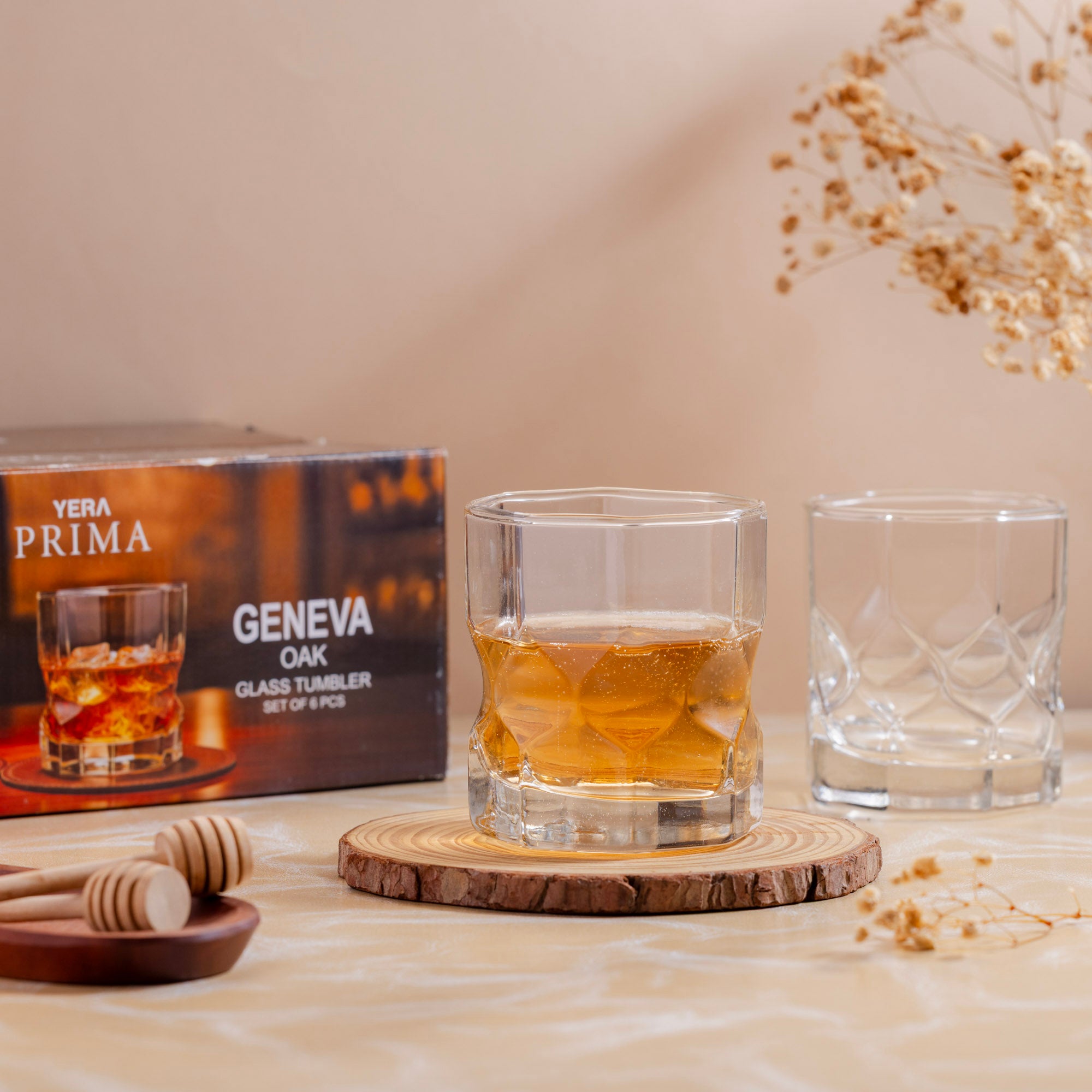 YERA Prima Geneva Whiskey Glass, 285ml, Set of 6 – Classic Whiskey Tumblers