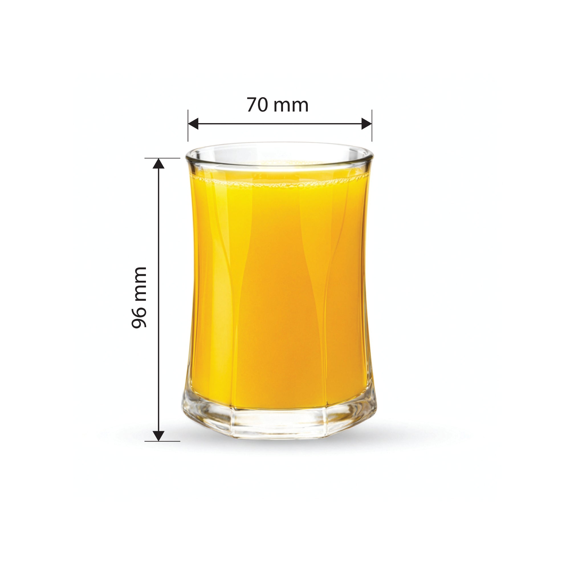 YERA Prima Valentino Glass Tumbler, 220ml, Set of 6 – Premium Tumbler Glass Set