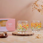 YERA Prima Nova Floral Juice Glass, 215ml, Set of 6 – Floral Design Drinking Glasses