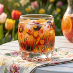 YERA Prima Nova Floral Juice Glass, 215ml, Set of 6 – Floral Design Drinking Glasses