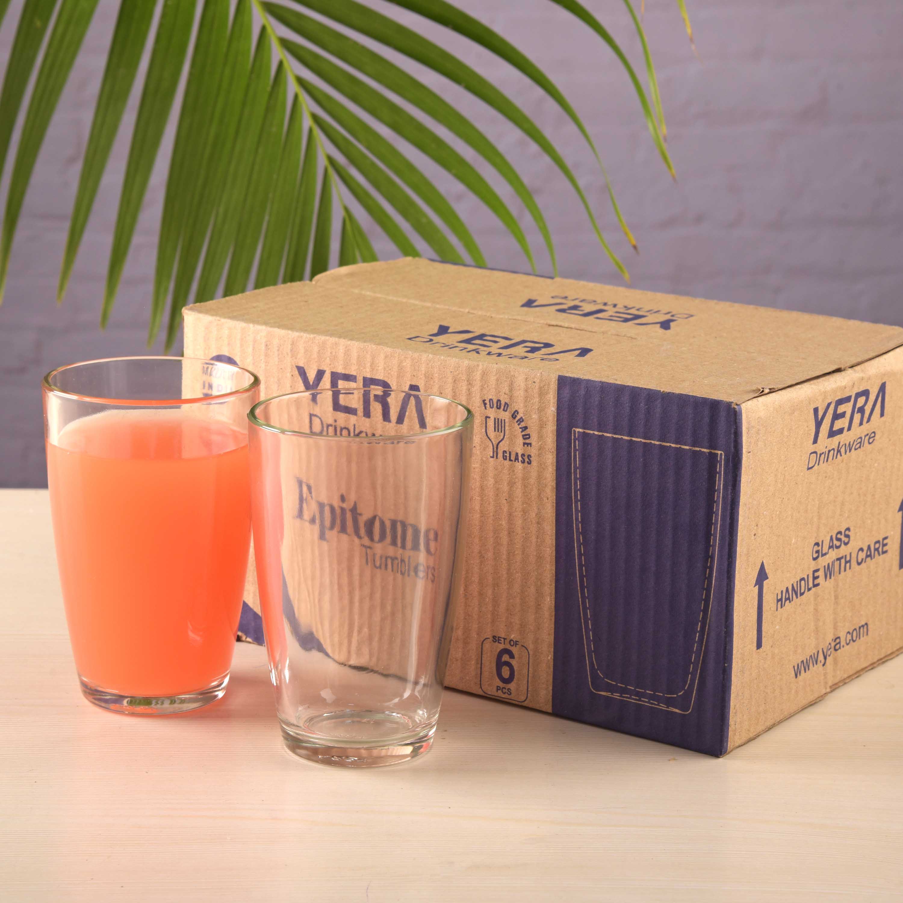 YERA Epitome Glass Tumbler TP10-P0, 240ml, Set of 6 Pack