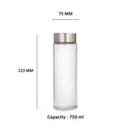 YERA Aqua Bliss Glass Water Bottle WB750 – Plain Water Bottle for Daily Use