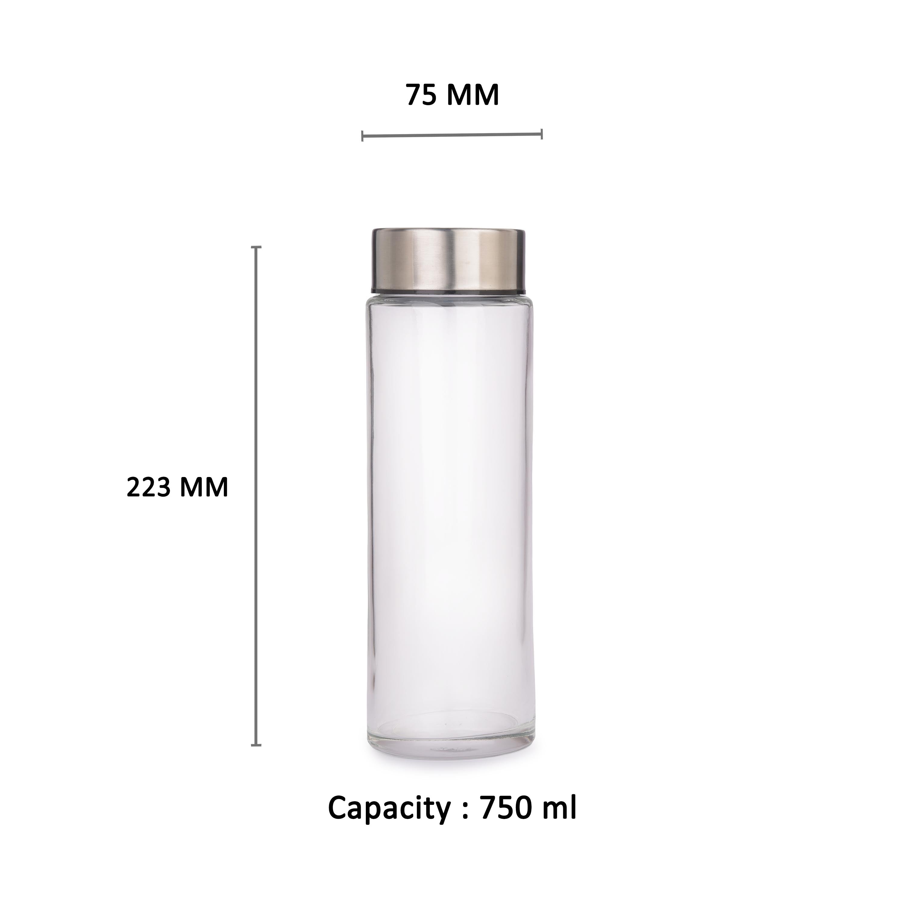 YERA Aqua Bliss Glass Water Bottle WB750 – Plain Water Bottle for Daily Use